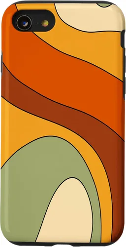 Vista 18 de Retro Liquid Swirl Rainbow 70s Aesthetic Boho Burnt Orange Case for iPhone 17