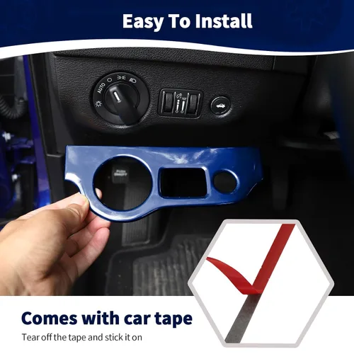 Vista 5 de RT-TCZ para Dodge Challenger 2015 en adelante, Panel de interruptor de faro Challenger, Cubierta de recorte para interior azul, Accesorios 1 pieza