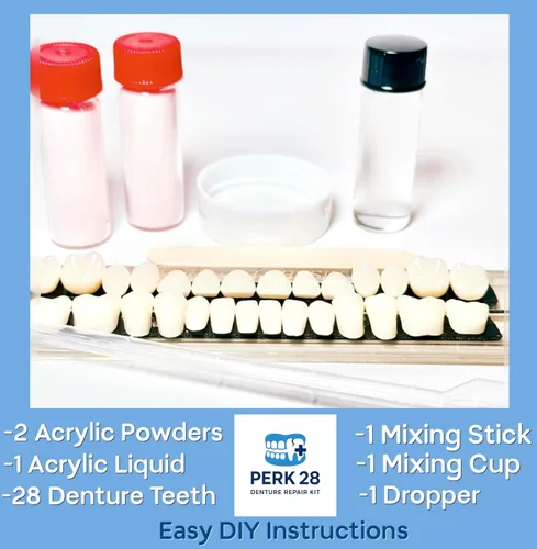 Vista 3 de PERK Kit de reparación de dentaduras postizas con 28 dientes