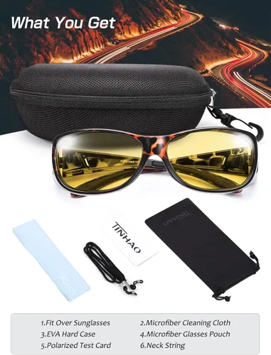 Vista 7 de TINHAO Gafas de sol ajustadas para mujer, gafas de sol polarizadas Fitover, talla única