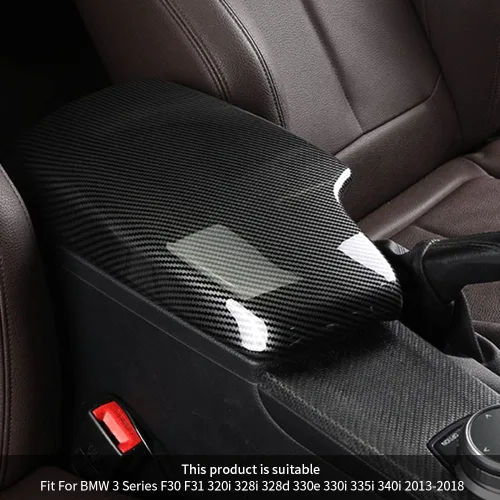 Vista 5 de Funda para Reposabrazos de Coche para BMW Serie 3 F30 E90 E91 E92 E93 2006-2018, Cubierta Interior de Reposabrazos de Fibra de Carbono, Panel