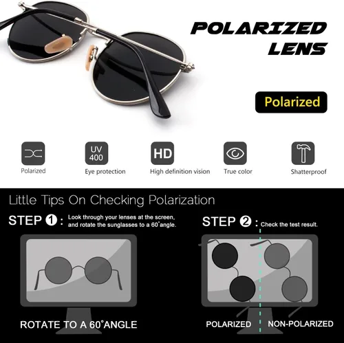 Vista 4 de CGID E01 Lennon - Gafas de sol polarizadas redondas unisex