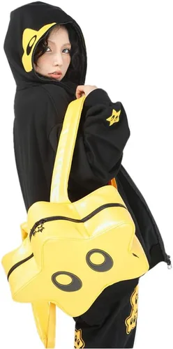 Vista 2 de FENGJINRUHUA Linda mochila escolar de puntada con orejas grandes para niños y niñas, mochila de viaje escolar de dibujos animados