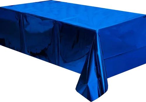 Vista 6 de Mantel de plástico dorado para mesa rectangulares, mantel de oropel para bodas, aniversarios, cumpleaños, graduación, despedida de soltera, Acción