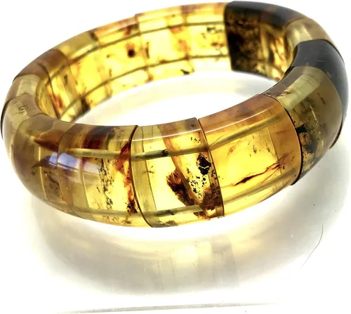 Vista 2 de Pulsera única de ámbar báltico natural mixto, talla L