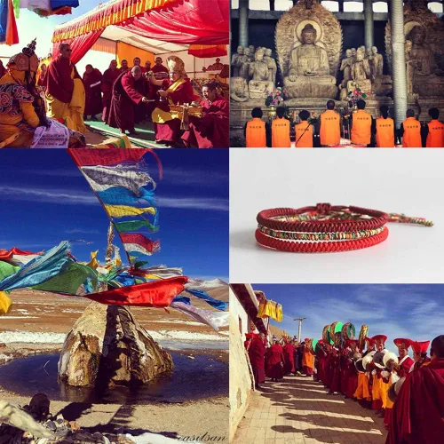 Vista 8 de Pulsera de cuerda roja de la suerte china para hombres y mujeres, oración budista tibetana, hecha a mano, cuerda de oración de yoga, pulsera