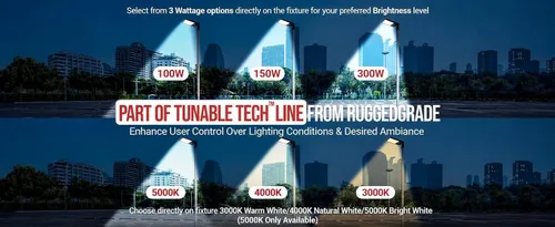 Vista 5 de RuggedGrade Vatiaje de luz LED NextGen IV de 100 W para estacionamiento Negro