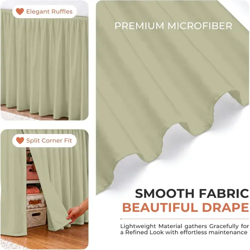 Vista 51 de Dorm Ruffle Twin XL 28" Drop Extra Long BedSkirt, Premium Brushed Microfiber Tailored Drop, Put On Elastic Long Dust Ruffle, Split Corner, Bedroom