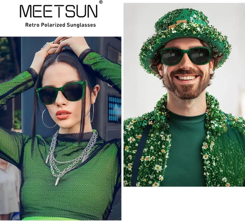 Vista 124 de MEETSUN Polarized Sunglasses for Women Men Classic Retro Square Frame Driving Sun Glasses UV Protection