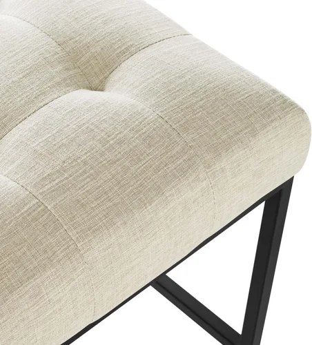 Vista 6 de Modway Privy Taburete tapizado de tela de acero inoxidable negro, beige