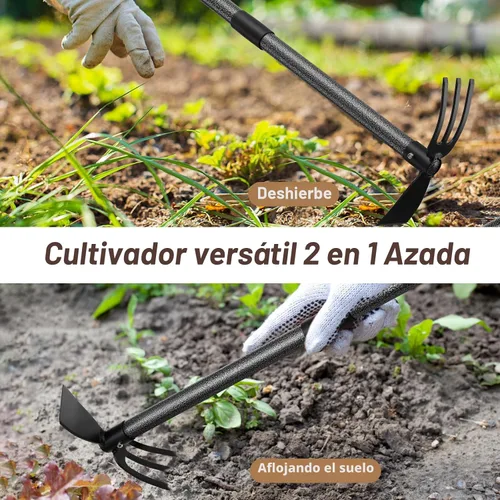 Vista 3 de Herramienta de jardín Hoe, azada de jardín de 45 pulgadas, mango largo para deshierbe, cultivador de azada 2 en 1, herramientas de jardín de mano