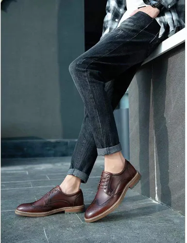 Vista 6 de Zapatos de vestir Oxford casuales con cordones para hombre
