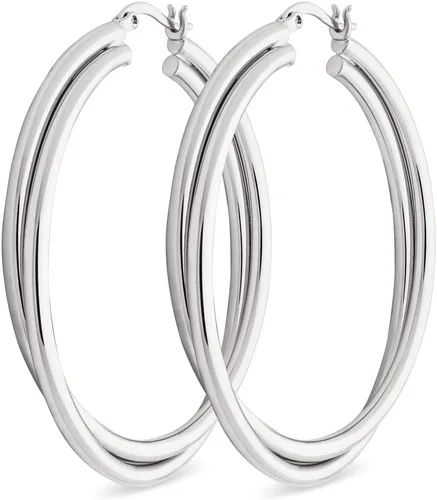 Vista 12 de Milla Crossover Twisted Hoop Earrings for Women – Hypoallergenic Silver or Gold Statement Hoops – Lightweight & Easy to Wear