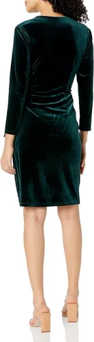 Vista 5 de Anne Klein Vestido cruzado clásico de terciopelo para mujer