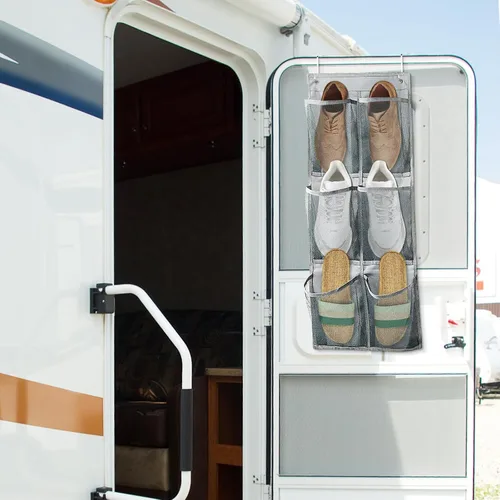 Vista 3 de Zapatero para armario, organizador de zapatos colgante de puerta estrecha con grandes bolsillos profundos, almacenamiento de zapatos en cámper