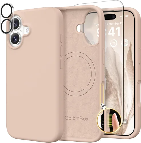 Vista 65 de GolbinBox Funda magnética para iPhone 17, compatible con MagSafe, cubierta de silicona integrada para control de cámara, funda de silicona líquida a