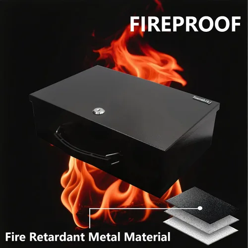 Vista 3 de Yuanshikj Caja Fuerte Ignífuga con Cerradura para Documentos, Cerradura de Acero de Seguridad con Asa de Transporte, para Artículos Personales