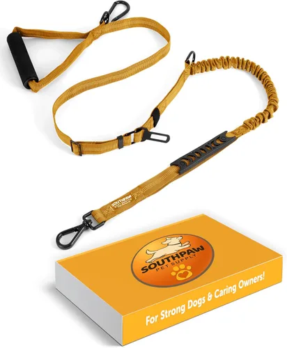 Vista 7 de Correa elástica para perro con absorción de golpes de 4 a 7 pies para Golden Retreivers con hebilla de cinturón de seguridad y mango acolchado