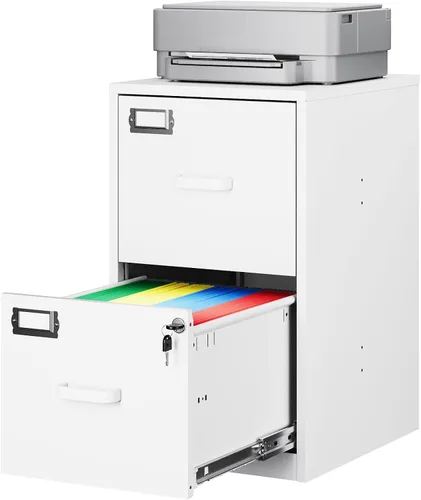 Vista 31 de Archivador de 2 cajones con cerradura, archivador vertical móvil para colgar carpetas tamaño A4/carta/legal, debajo del escritorio, pequeños