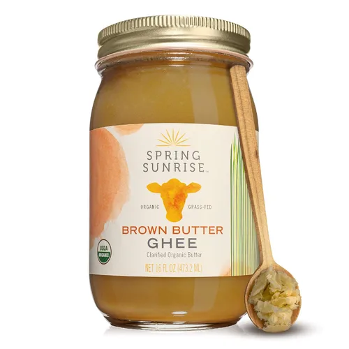 Vista 11 de Spring Sunrise Ghee marrón orgánico alimentado con pasto de 8 onzas Keto