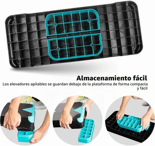 Vista 3 de GYMMAGE Stepper aeróbico de entrenamiento ajustable, plataforma de ejercicios aeróbicos con 2 elevadores, plataforma de ejercicios para fitness