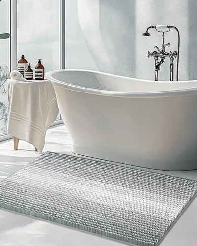 Vista 125 de BSICPRO Tapetes de baño de felpilla, 20 x 32 pulgadas, antideslizantes, absorbentes, suaves, peludos, para baño, lavables a máquina (salvia)