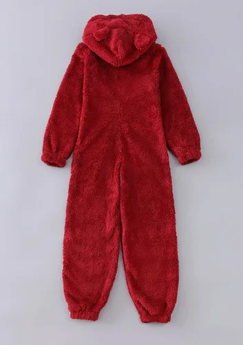 Vista 6 de chouyatou Mameluco de sherpa ultra cómodo para mujer, pijama con capucha para las orejas
