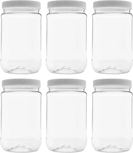 Vista 8 de Tarro de plástico de 64 oz (1/2 galón), tapa blanca, paquete de 1