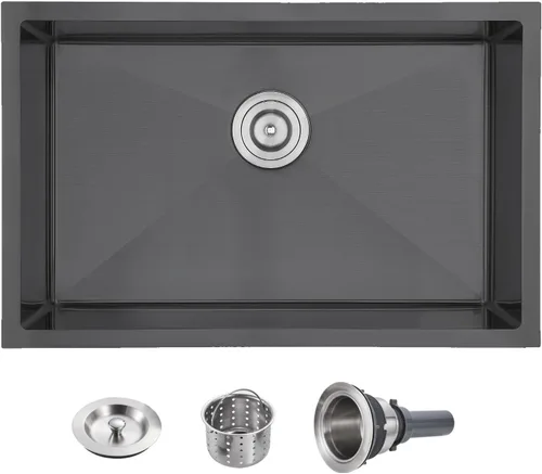 Vista 16 de POPFLY Fregadero de barra de 15 pulgadas, fregadero de cocina pequeño negro de 15 x 15 pulgadas, fregadero de preparación de barra de cocina