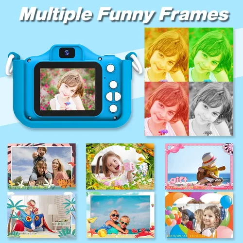 Vista 5 de Goopow Juguetes de Cámara para Niños de 3-8 Años Niñas Niños, Videocámara Digital para Niños con Cubierta Suave de Dibujos Animados, Mejor Regalo