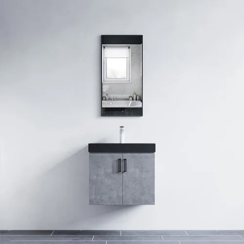 Vista 2 de Dowell Espejo de baño Espejo de pared rectangular con marco de metal Espejo de marco delgado Espejo de tocador de baño moderno - Negro 5004