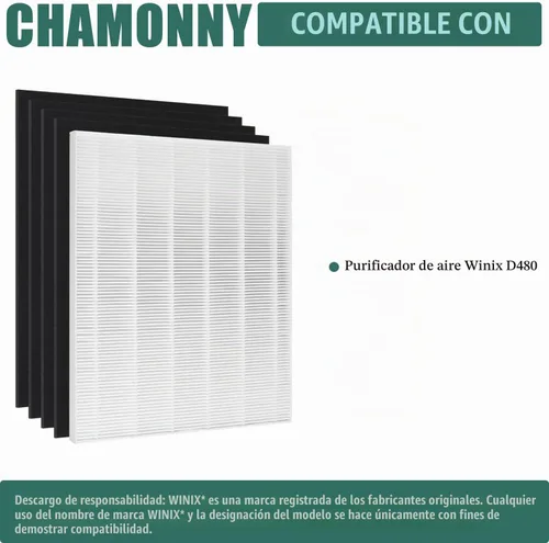 Vista 2 de Filtro de repuesto D480 True HEPA D4, compatible con purificador de aire Winix D480, comparado con el filtro Winix D4, número de artículo