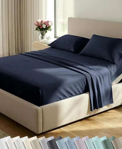 Vista 60 de California Design Den Juego de sábanas tamaño King, 100% algodón, sábanas lujosas de 600 hilos con bolsillo profundo, ropa de cama duradera con 16