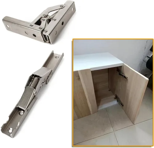 Vista 7 de Soporte plegable de elasticidad de 90°, bisagra de estante montada en la pared Acero laminado en frío, ángulo de extensión de 90°-180°, 6.5