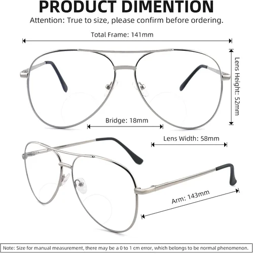 Vista 3 de Paquete de 3 lentes de lectura bifocales para mujeres y hombres, lentes de lectura bifocales de aviador, lentes de lectura bifocales + 1.0
