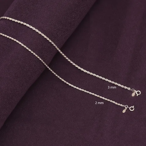 Vista 4 de LeCalla Links Solid 925 Sterling Silver Italian 2 MM, 3 MM Diamond-Cut Braided Rope Chain Necklace for Men Women with Spring Ring Clasp, Made in