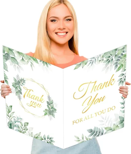 Vista 8 de Tarjeta de felicitación de despedida jumbo de color negro y dorado, grande, con texto en inglés "We Will Miss You", tarjetas para firmar tarjeta