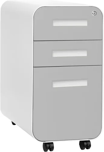 Vista 10 de Laura Davidson Furniture Stockpile Archivador móvil delgado de 3 cajones con cerradura - Archivador de metal para debajo del escritorio, carpetas