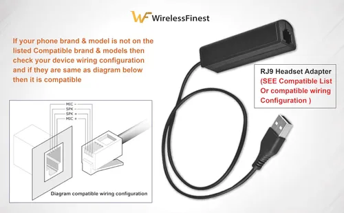 Vista 5 de Enchufe USB Ordenador PC Laptop a RJ9 hembra Adaptador para auriculares Trabajo con Avaya Nortel Nt Yealink Viop POE NEC Mitel Office Escritorio