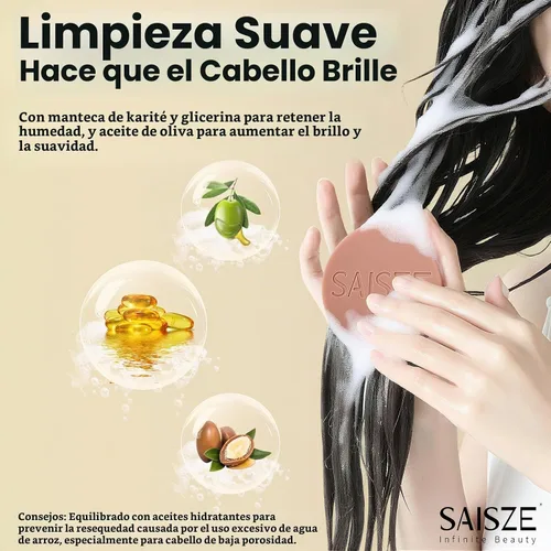 Vista 4 de Barra de champú y acondicionador de agua de arroz para cabello suave y fortalecedor, 2 barras
