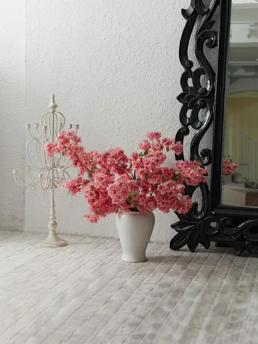 Vista 9 de PARTY JOY 6 ramas de flor de cerezo, tallos de flores artificiales artificiales de seda, arreglos florales altos de seda, decoración de flores