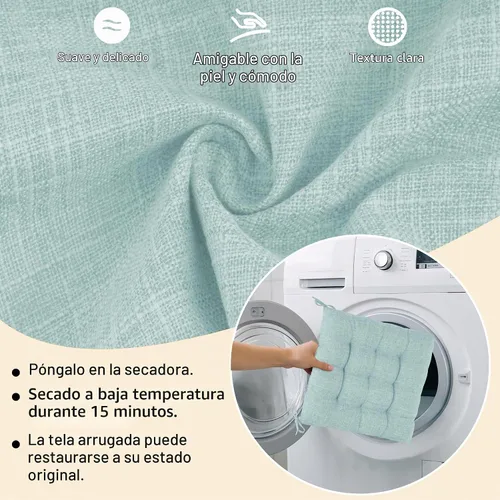 Vista 4 de ELFJOY Cojines para silla mecedora, respaldo alto y cojín de asiento, color Lino Azul