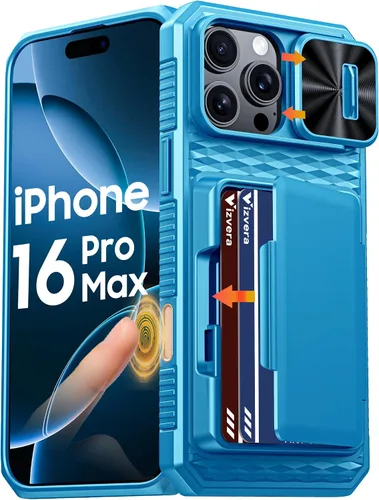 Vista 11 de Vizvera para iPhone 16 Pro Max Funda tipo cartera RFID [Soporte para tarjetas][Control de cámara][Cubierta de cámara] Funda protectora de silicona