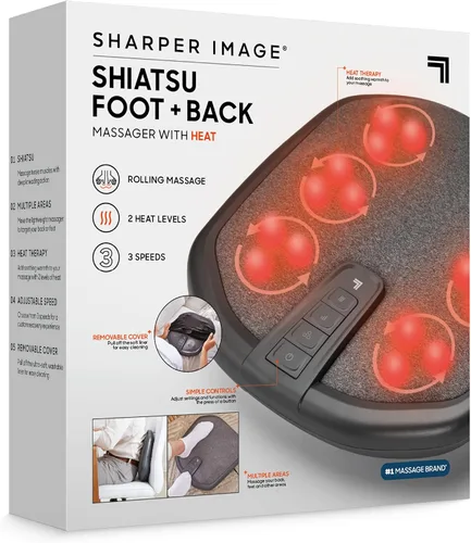Vista 7 de Sharper Image® Shiatsu Masajeador de pies y espalda con calor y cubierta lavable Herramienta portátil de masaje de tejido profundo Almohadilla