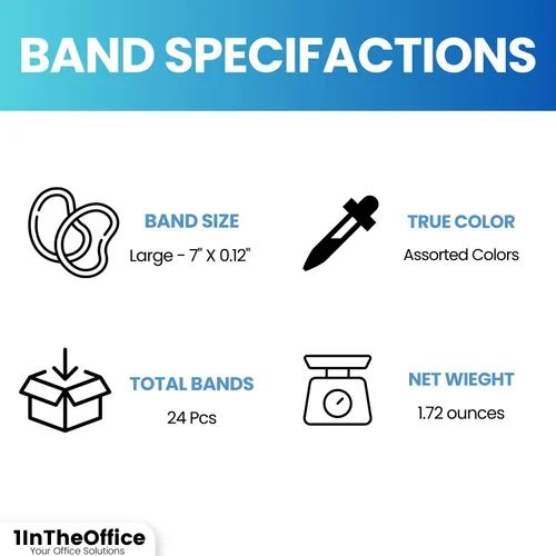 Vista 7 de 1InTheOffice Bandas de goma grandes grandes, paquete de 24