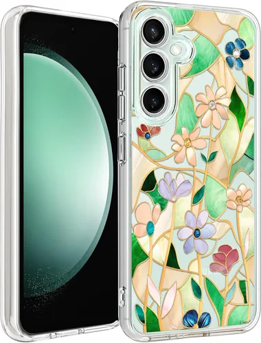 Vista 10 de Unov Funda para Galaxy S23, transparente con diseño, ajuste delgado, buen agarre, funda de teléfono en relieve, cubierta protectora a prueba