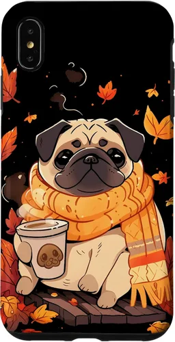 Vista 11 de Pug Fall Autumn Leaves Pumpkin Spice Latte Dog Kawaii Case for iPhone 17