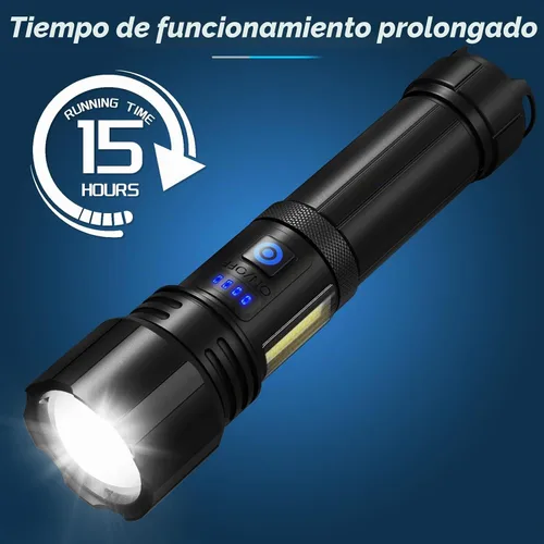 Vista 4 de Sigoobal Linterna LED recargable de alto lúmenes, 99,000 LM, linterna potente súper brillante, luces de flash de alta potencia, linternas de mano