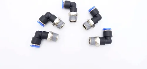 Vista 13 de Accesorio de Conexión por Empuje 1/2" Tubo OD x 1/2" Rosca Macho NPT, Codo Neumático Macho para Línea de Aire y Agua de 90 Grados con Giratorio