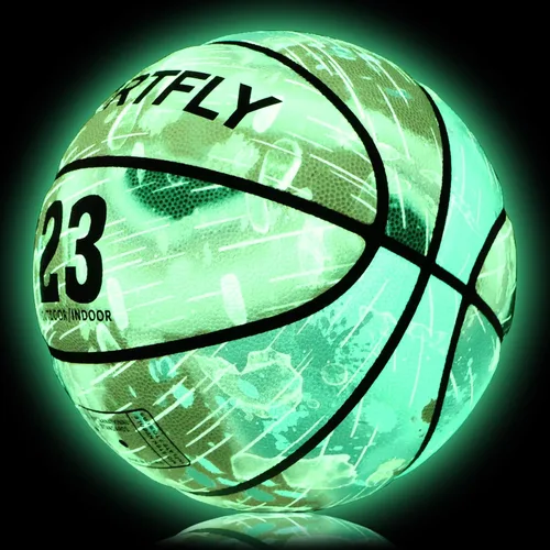Vista 8 de Baloncesto que brilla en la oscuridad, baloncesto de piel sintética brillante, baloncesto luminoso para entrenamiento, talla 7, regalo para hombres